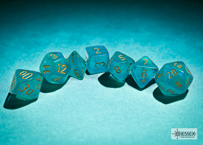 Chessex Dice: Borealis Teal/Gold Polyhedral 7-die Set