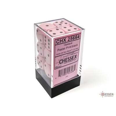 Chessex Dice: Opaque Pastel Pink/Black 12D6