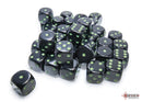 Chessex Dice: Opaque Black/Green 36D6
