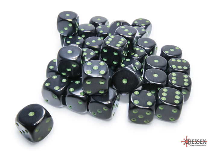 Chessex Dice: Opaque Black/Green 36D6