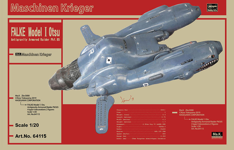 Maschinen Krieger: Ma.K. Antigravity Armored Raider Pkf.85 Falke Model I Otsu 1/20 Scale Model Kit