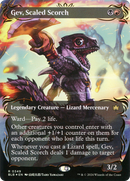 Gev, Scaled Scorch (Borderless) (Raised Foil) (BLB-349) (Showcase) [Bloomburrow] Foil