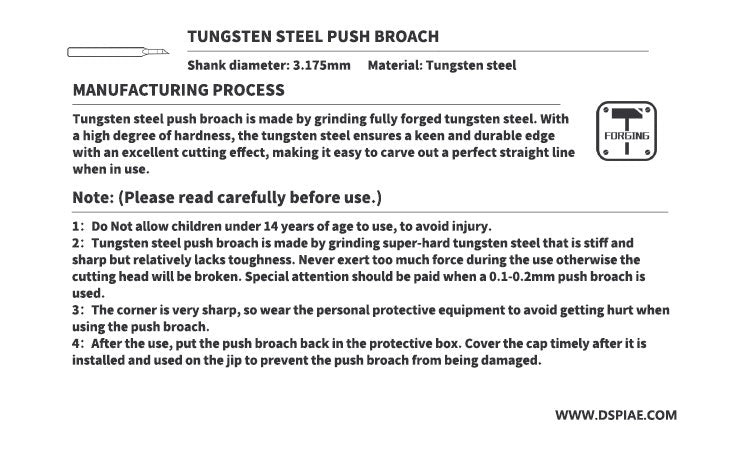 DSPIAE: PB-01 Tungsten Steel Push Broach Chisel, 0.1MM
