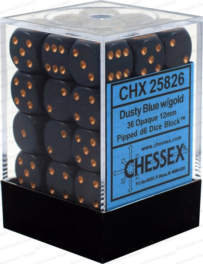 Chessex Dice: Opaque Dusty Blue/Copper 36D6