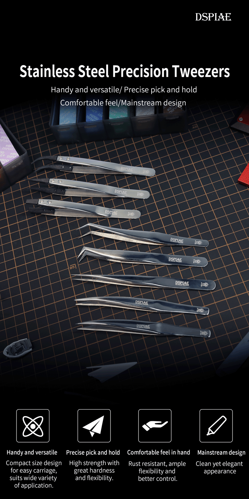 DSPIAE: AT-TZ02 High Precision Flat Tipped Tweezers