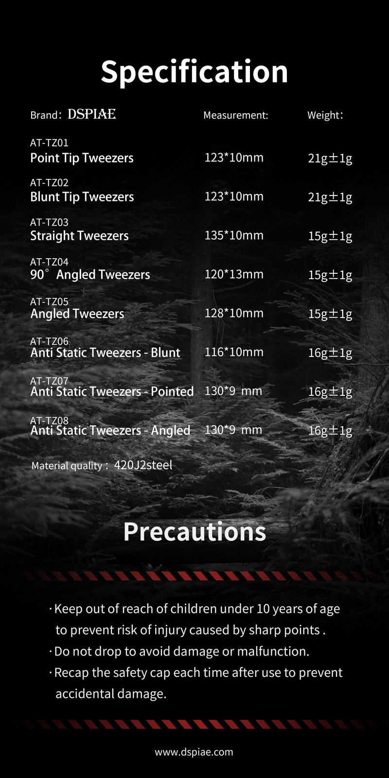 DSPIAE: AT-TZ02 High Precision Flat Tipped Tweezers