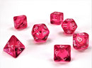 Chessex Dice: Translucent Pink/White Polyhedral 7-die Set