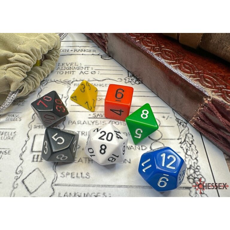 Chessex Dice:  Opaque  Nostalgia Polyhedral 7-die Set