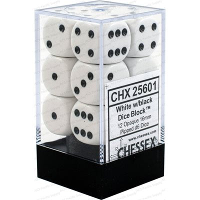 Chessex Dice: Opaque White/Black Polyhedral 12d6