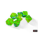 Chessex Dice: Gemini Plasma Green-Teal/Orange 7-die Set