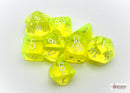 Chessex Dice: Lab Dice- Translucent: Neon Yellow/White- With Bonus Die