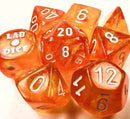 Chessex Dice: Lab Dice- Borealis: Blood Orange/White Luminary- With Bonus Die