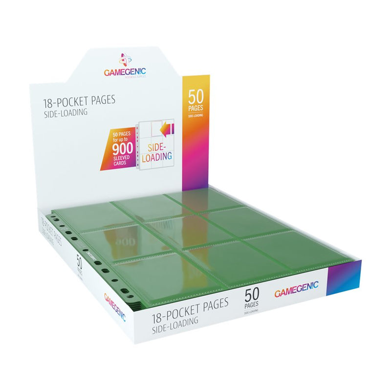 GAMEGENIC: Card Binder Pages: Sideloading 18-Pocket - Green (50) GAMEGENIC: Card Binder Pages: Sideloading 18-Pocket - Green (50)