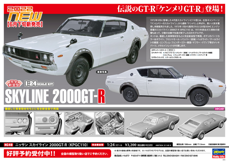 Hasegawa: 1:24 Nissan Skyline 2000GT-R KPGC110 1973