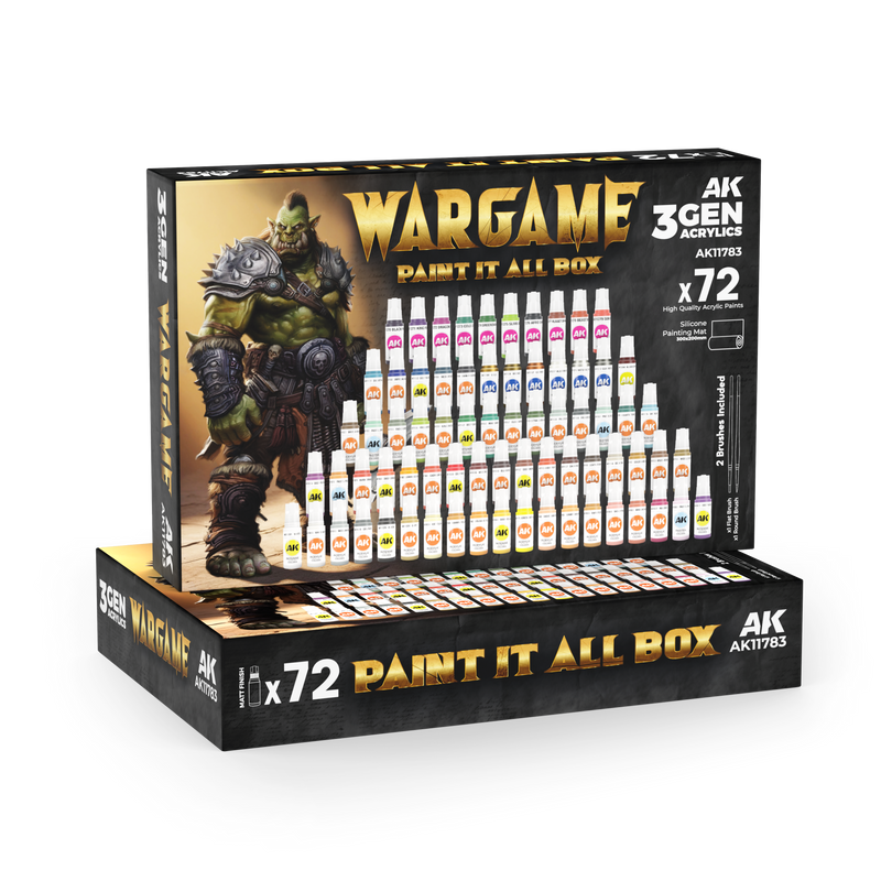 AK Interactive 3rd Gen Acrylics - Wargame Paint It All Box (72 Colors)
