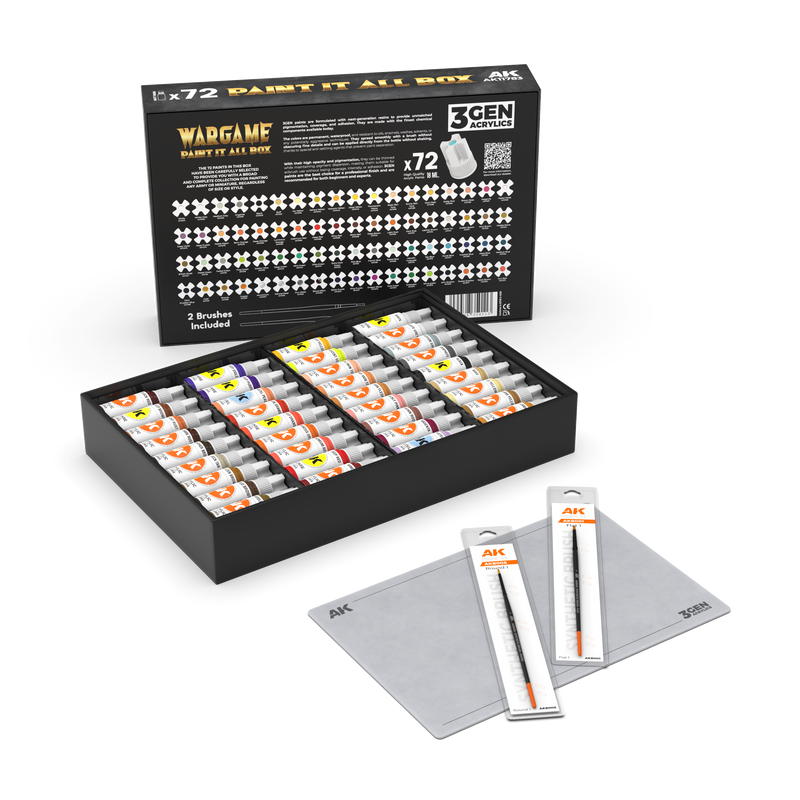 AK Interactive 3rd Gen Acrylics - Wargame Paint It All Box (72 Colors)