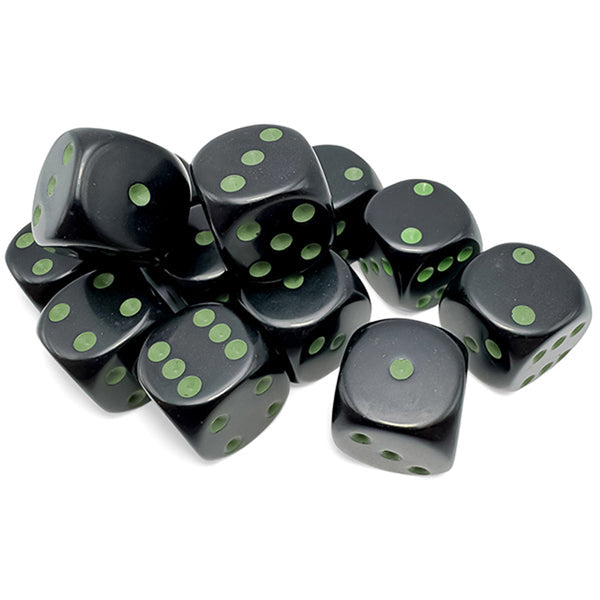 Chessex Dice: Opaque Black/Green 12D6