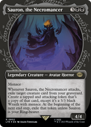 Sauron, the Necromancer (Showcase) (Surge Foil) (LTR-802) (Borderless) [The Lord of the Rings: Tales of Middle-earth] Foil