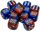 Chessex Dice: Great Britain War Dice Gemini Blue Red/White 12D6 16mm Dice