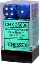 Chessex Dice: Gemini Blue-Green/Gold 12D6
