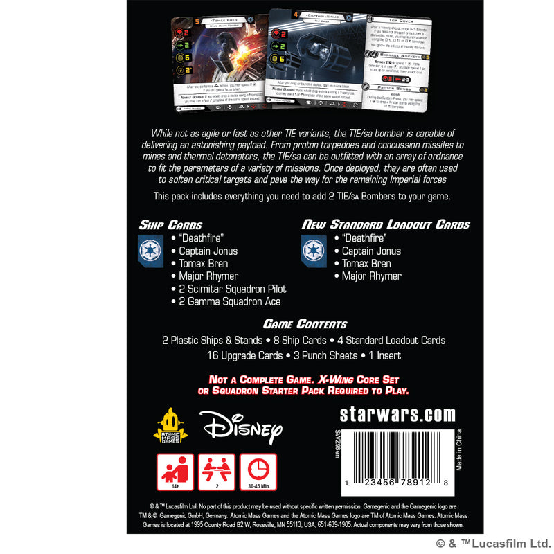 X-Wing 2nd Ed: Tie / SA Bomber