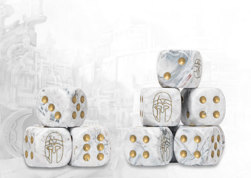 Conquest: City States Light Grey Marbled Dice