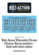 Germany: Waterslide Decals - German Turret Numbers (Black with White Outline) [MTO]