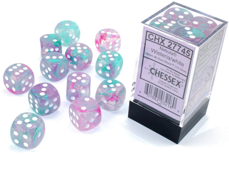 Chessex Dice: Nebula Wisteria/White Luminary 12D6