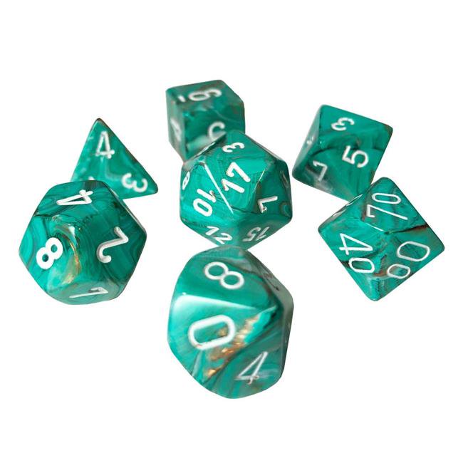 Chessex Dice: Marble Oxi-Copper/White Polyhedral 7-die Set