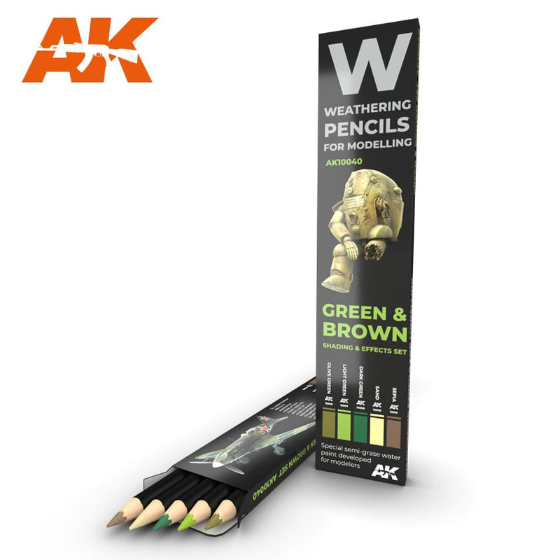 AK: Watercolor Pencil Set - Green & Brown Camouflages