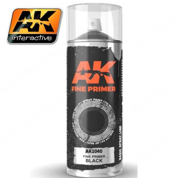 AK1040: Fine Black Primer Spray Paint (200mL)