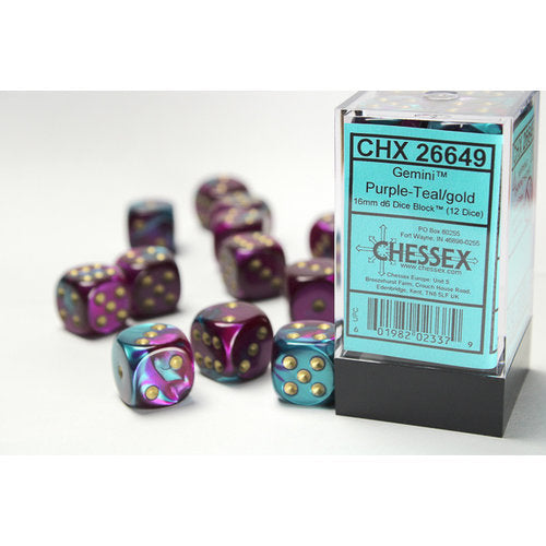 Chessex Dice: Gemini Purple-Teal/Gold 12D6