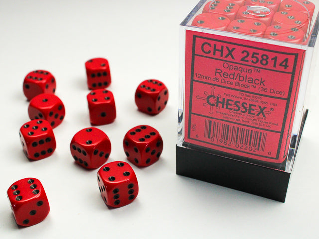 Chessex Dice: Opaque Red/Black 36D6