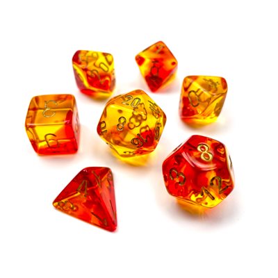Chessex Dice: Gemini Translucent Red-Yellow/Gold Polyhedral 7-die Set