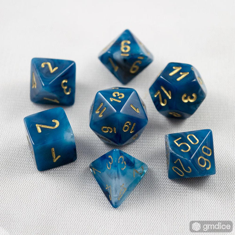 Chessex Dice: Phantom Teal/Gold Polyhedral 7-die Set