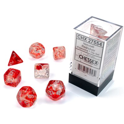 Chessex Dice: Nebula Red/Silver Polyhedral 7-die Set