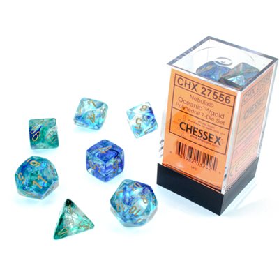 Chessex Dice: Nebula Oceanic/Gold Luminary 7pc set