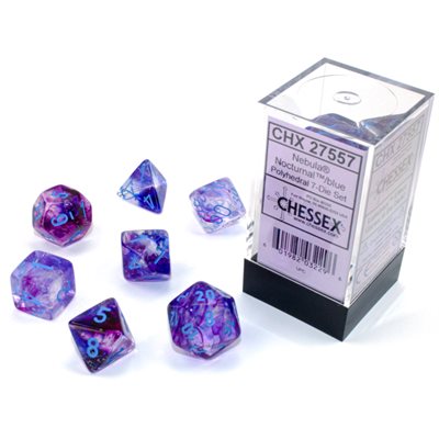 Chessex Dice: Nebula Nocturnal/Blue Polyhedral 7-die Set