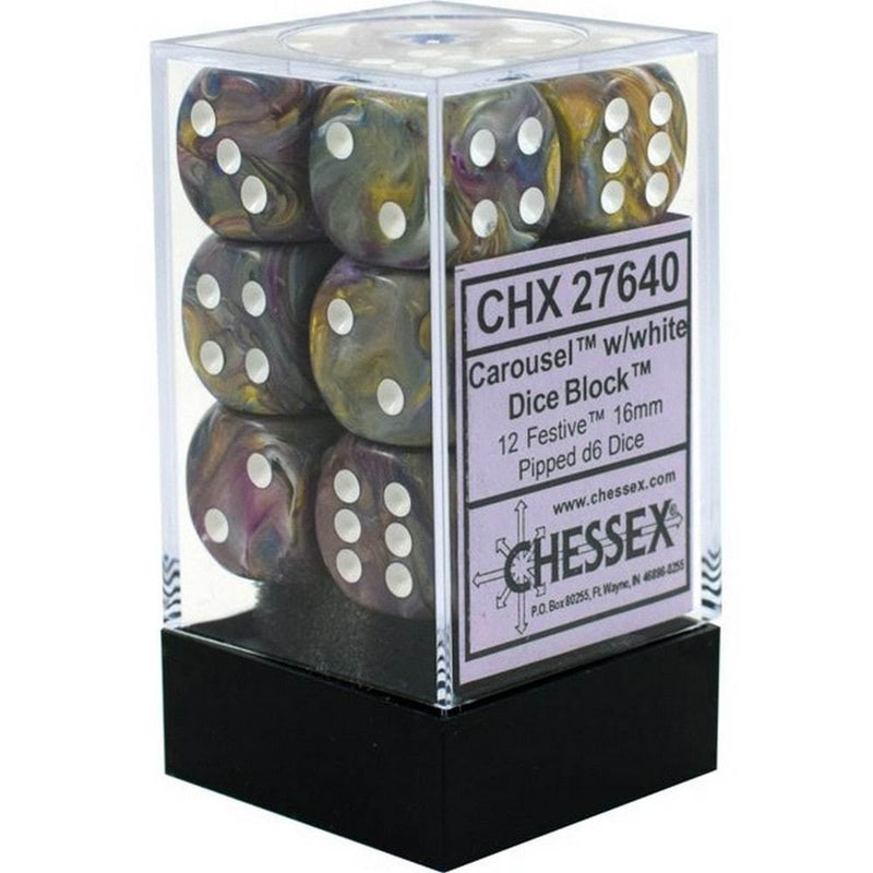 Chessex Dice: Festive Carousel/White 12D6