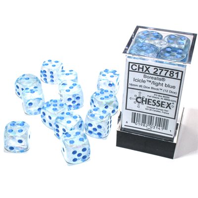 Chessex Dice: Borealis Icicle/Light Blue 12D6 Luminary