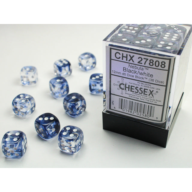 Chessex Dice: Nebula Black/White 36D6