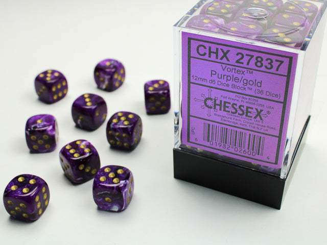 Chessex Dice: Vortex Purple/Gold 36D6