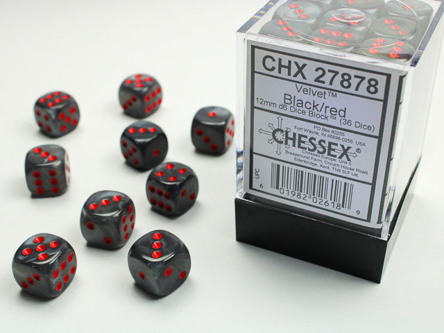 Chessex Dice: Velvet Black/Red 36D6