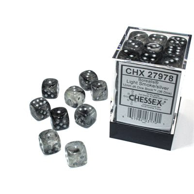 Chessex Dice: Borealis Light Smoke/Silver 36D6