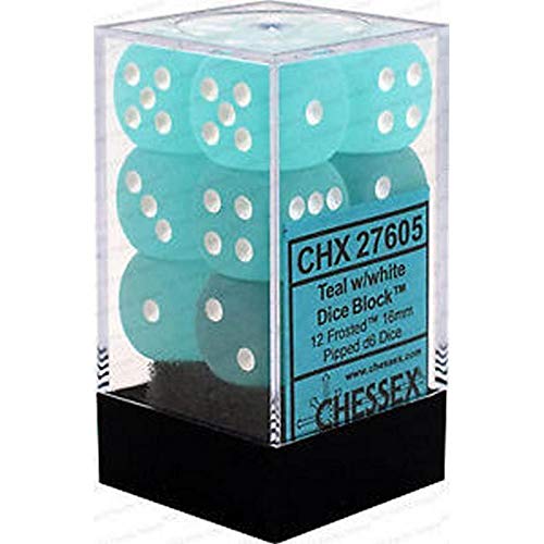 Chessex Dice: Frosted Teal/White 12D6