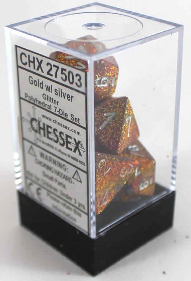 Chessex Dice: Glitter Gold/Silver Polyhedral 7-die Set