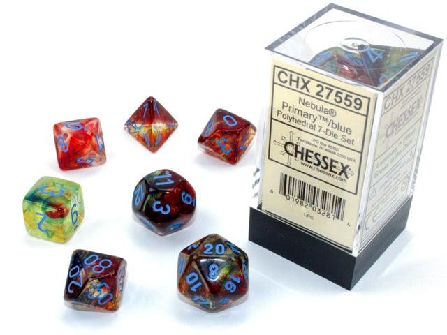 Chessex Dice: Nebula Primary/Blue Polyhedral 7-die Set