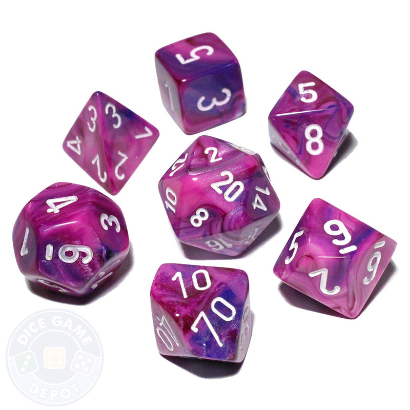 Chessex Dice: Festive Violet/White Polyhedral 7-die Set
