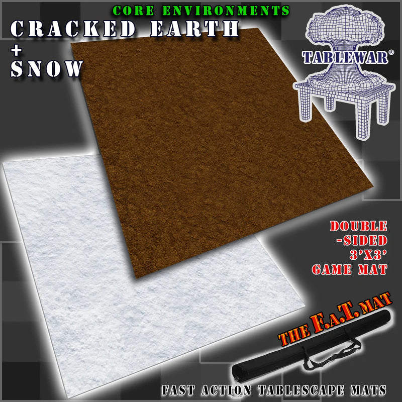 F.A.T. Mats: 'Cracked Earth/Snow' 3x3 Gaming Mat