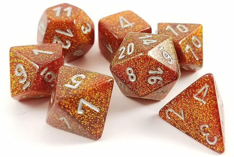 Chessex Dice: Glitter Gold/Silver Polyhedral 7-die Set